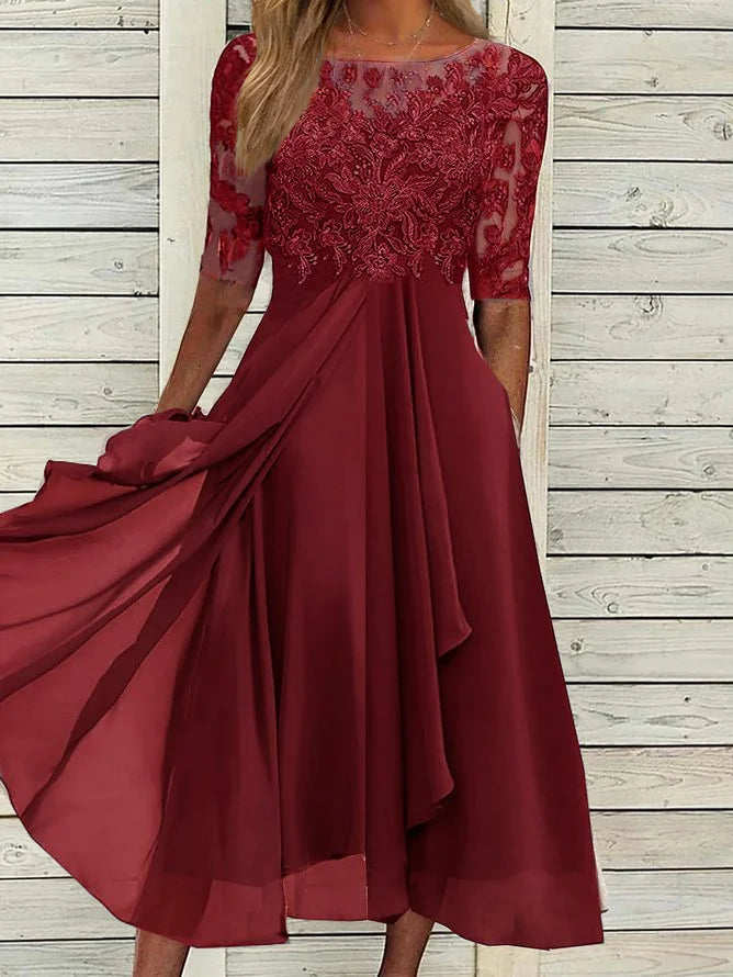 Harper™ | Elegant Lace Midi Dress