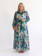 Carolina | Long Sleeve Printed Belted Maxi Dress