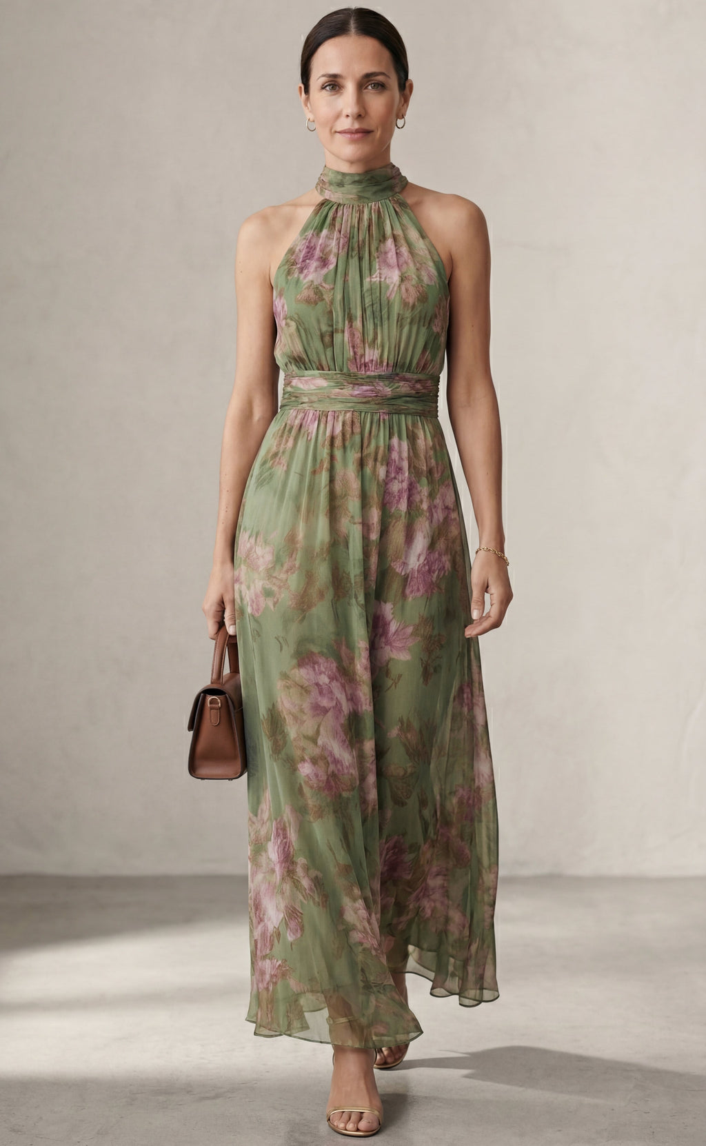 Livia™ | Elegant Floral Maxi Halter Dress