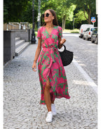 Talia™ | Stylish V-Neck Floral Dress