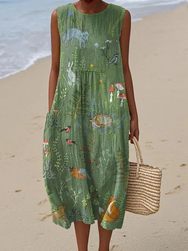 Speranza | Green Dress with Animal Details