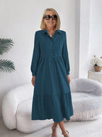 SOPHIA | ELEGANT COMFORT RUFFLE SHIRT DRESS