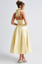 Maya™ | Elegant Midi Dress in Lemon Yellow
